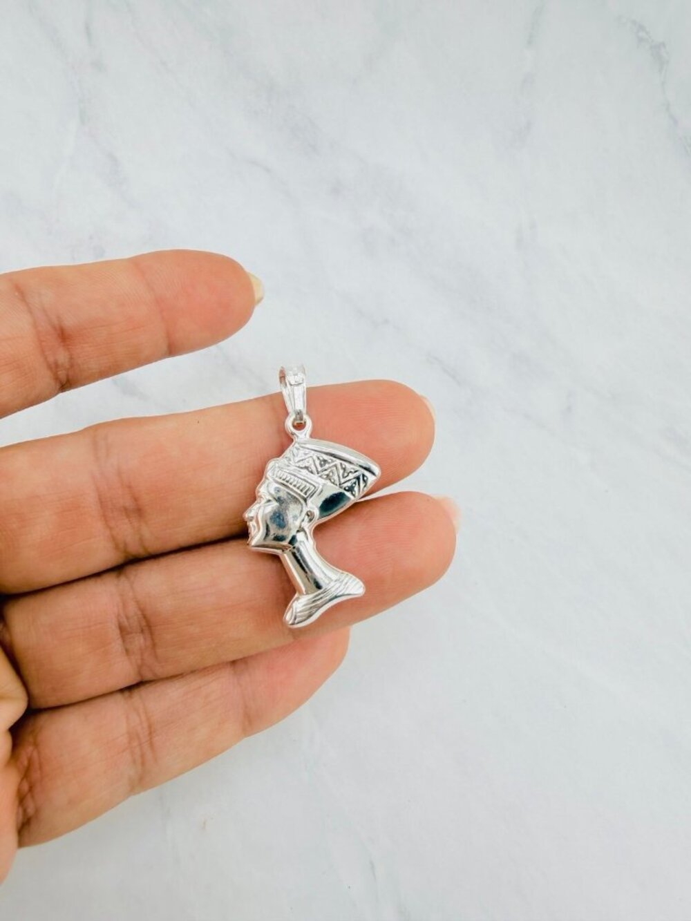 925 Sterling Silver Queen Nefertiti Pendant | Egyptian Queen Charm | Ancient